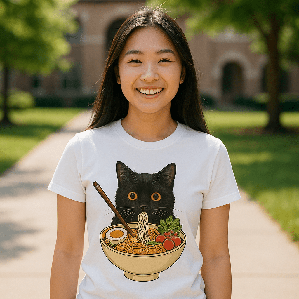 Cute Black Cat Ramen Bowl Tee - by Honestly Aesthetic - product_tags