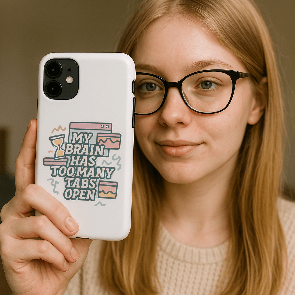 My Brain Has Too Many Tabs Open Tough Case for iPhone® - by Honestly Aesthetic - product_tags