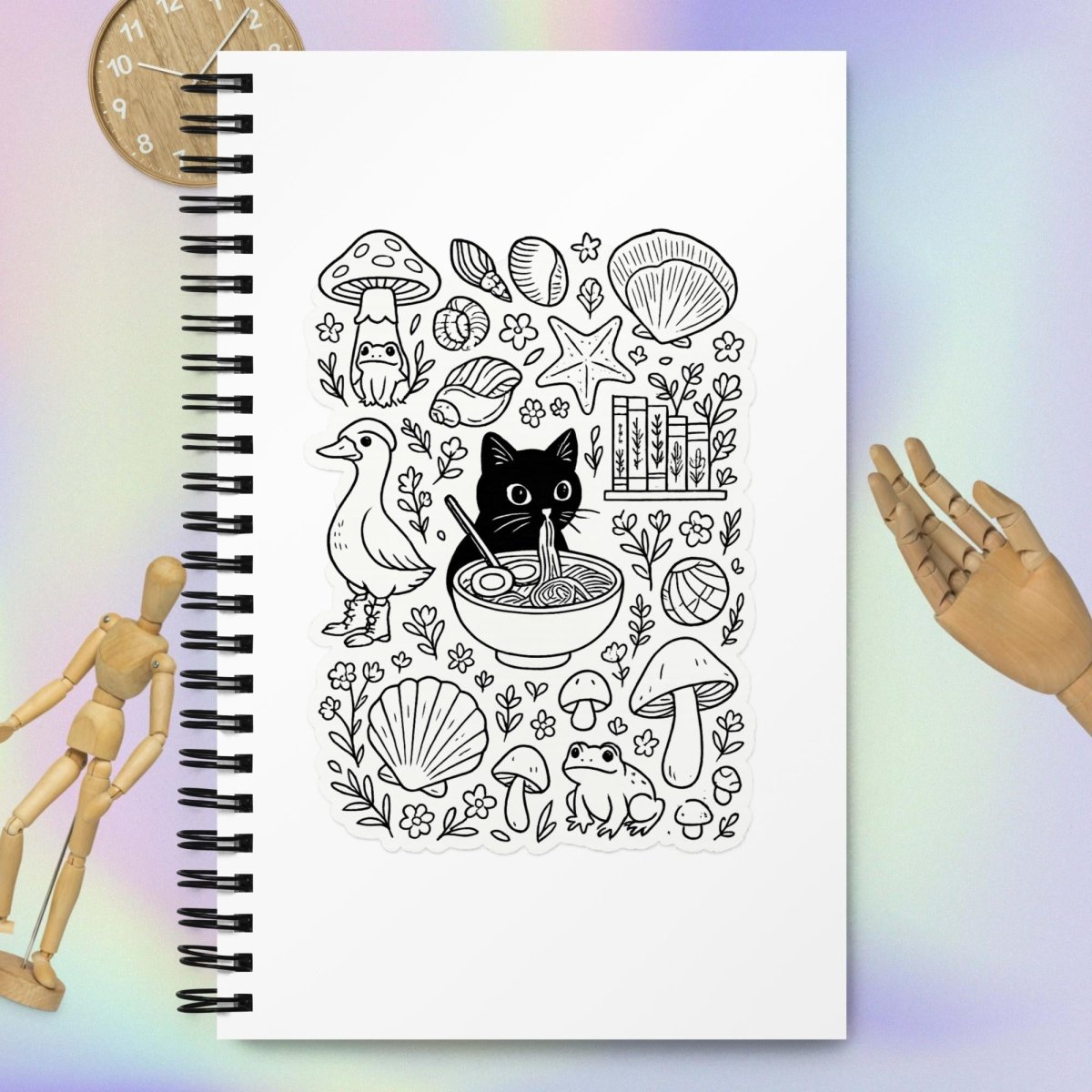 Black Cat, Goose, Mushrooms & Shells Spiral notebook - by Honestly Aesthetic - product_tags